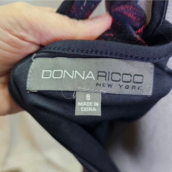 Donna Ricco Blue and Red Floral Embroidered Sheath Dress Size 8 - Picture 6 of 12